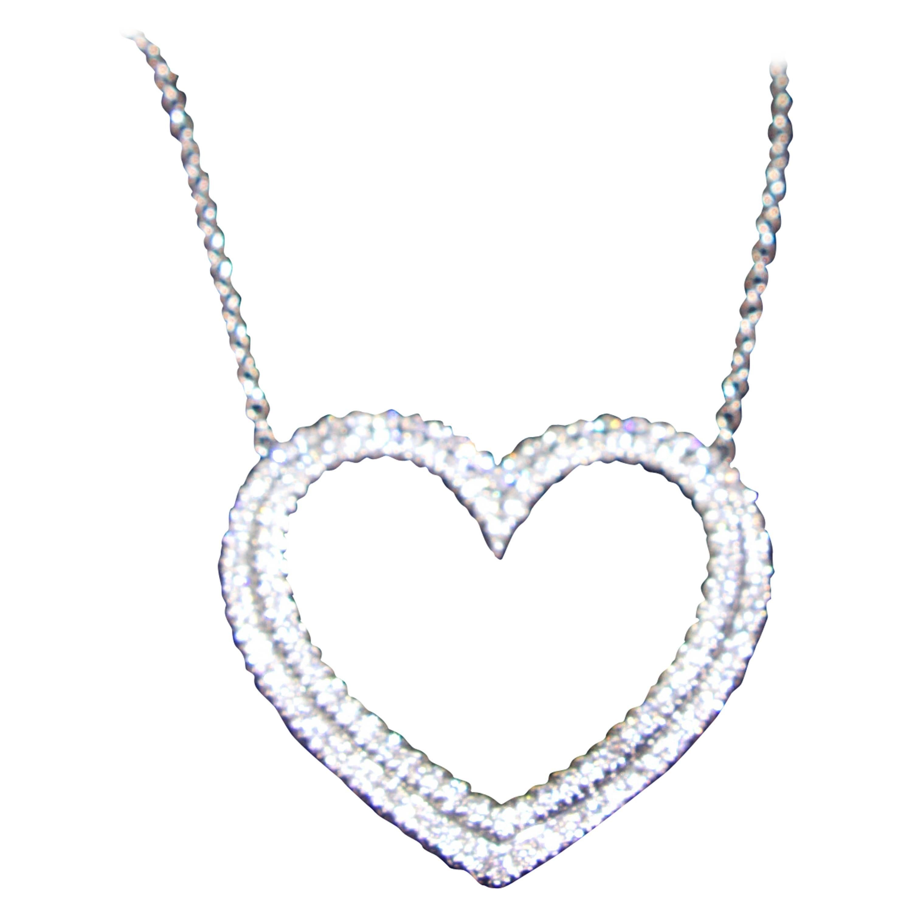 Tiffany & Co. Diamond Platinum Heart Motif Pendant