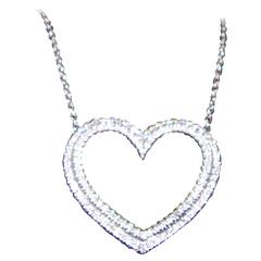 Tiffany 
Co. Diamond Platinum Heart Motif Pendant