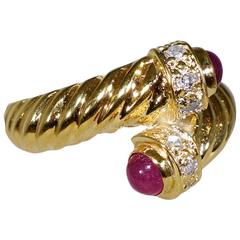 Ruby Diamond Gold Bypass Ring
