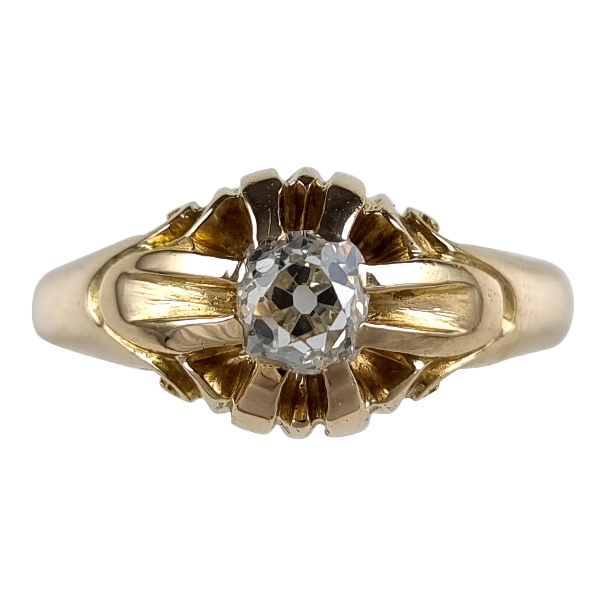 Antique High Polish Gold 1 Carat Diamond Men’s Gypsy Ring at 1stDibs