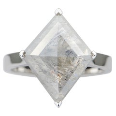 3.08ct Kite Shape Salt and Pepper Diamond 14K White Gold Engagement Ring