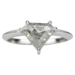 1.92ct Shield Shape Salt and Pepper Diamond 14K White Gold Engagement Ring