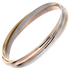 Vintage Cartier Tri-Color Gold Trinity Rolling Bangle Bracelet