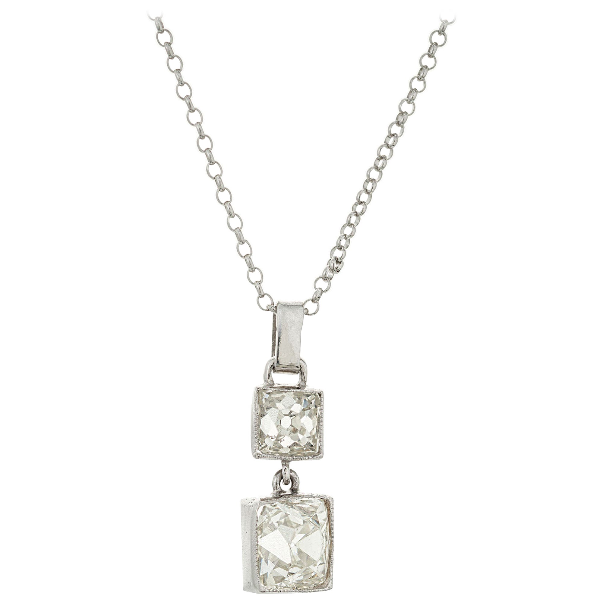 Peter Suchy EGL Certified 1.36 Carat Diamond Platinum Dangle Pendant Necklace