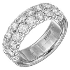 1.70 Carat Diamond Two Row Platinum Wedding Band Ring