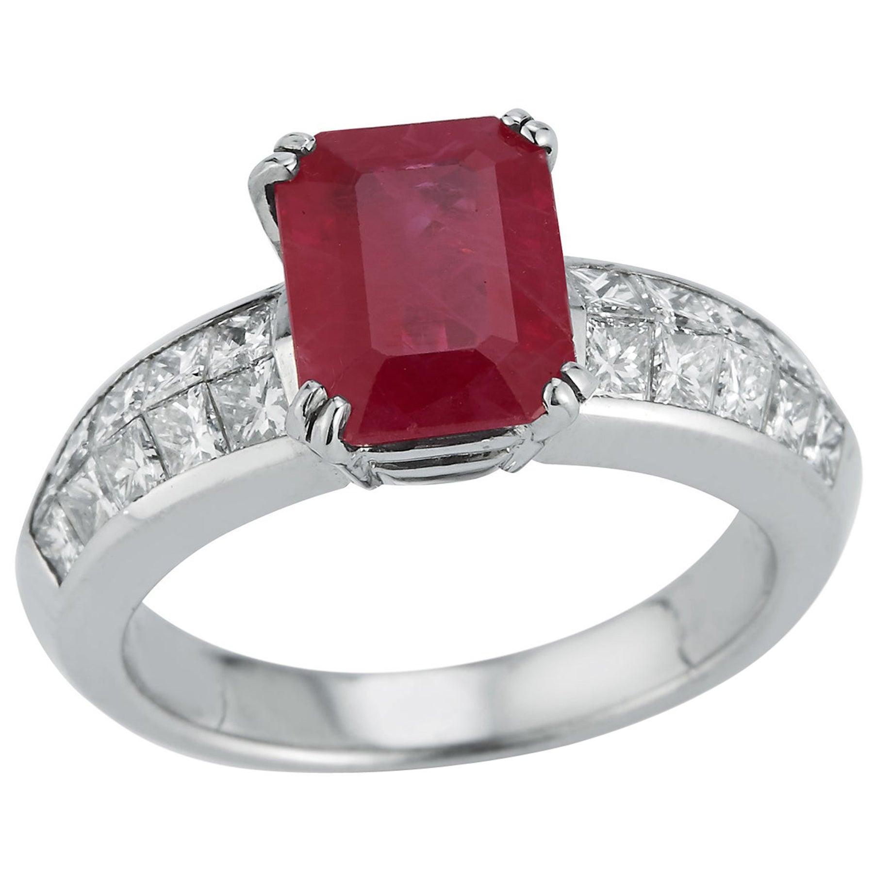 Certified Burmese Ruby & Diamond Solitaire Ring 