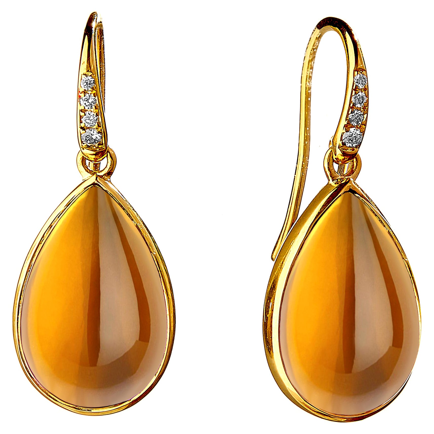 Syna Yellow Gold Citrine Earrings with Diamonds For Sale