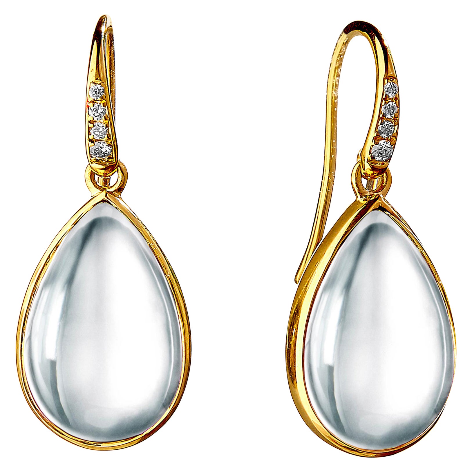 Syna Yellow Gold Rock Crystal Earrings with Diamonds