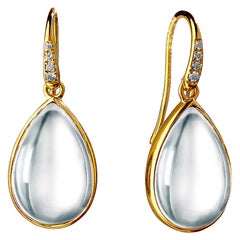 Syna Yellow Gold Rock Crystal Earrings with Champagne Diamonds