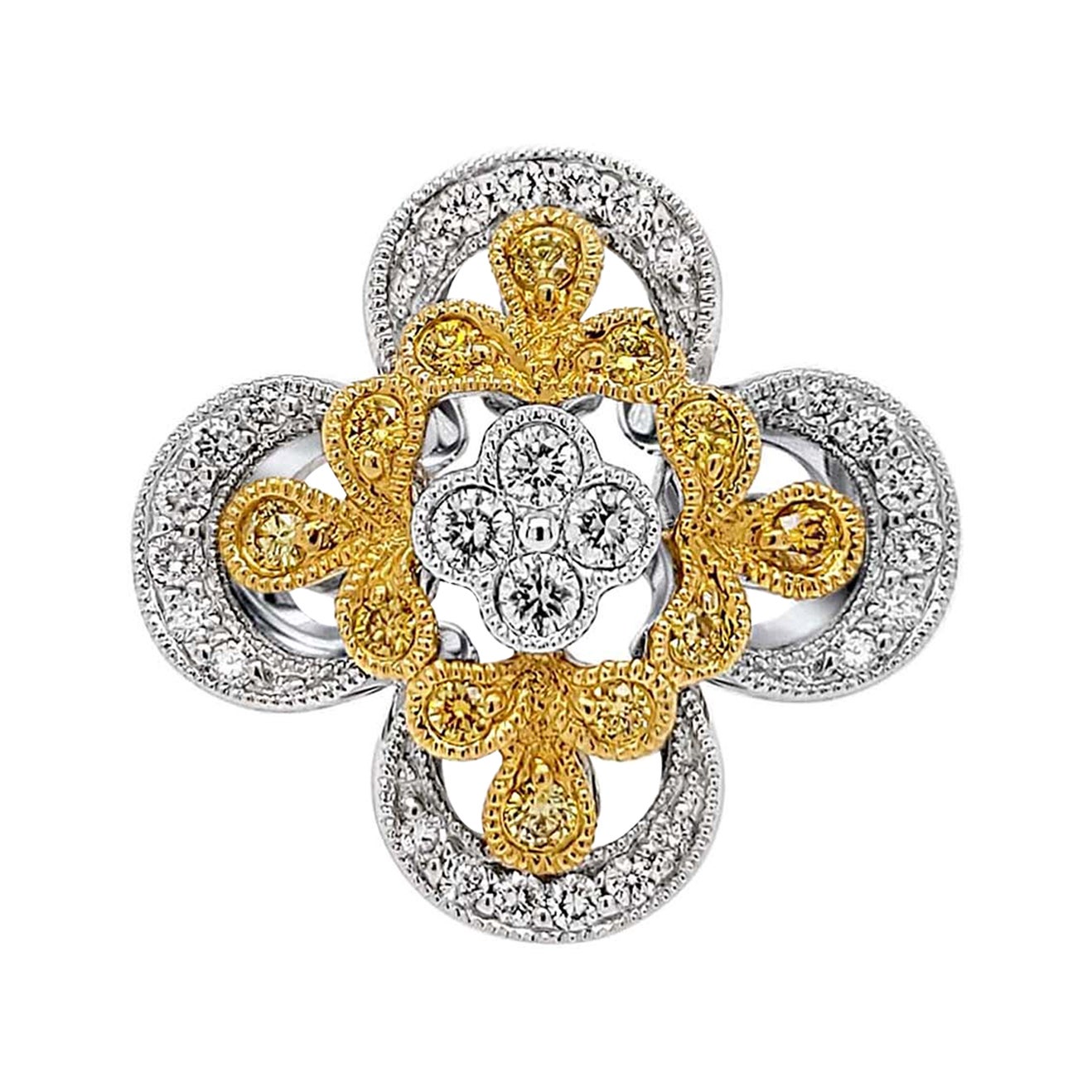 Vitolo 18 Karat Gold Italian Flower Motif Eternity Diamond Ring