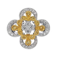 Vitolo 18 Karat Gold Italian Flower Motif Eternity Diamond Ring