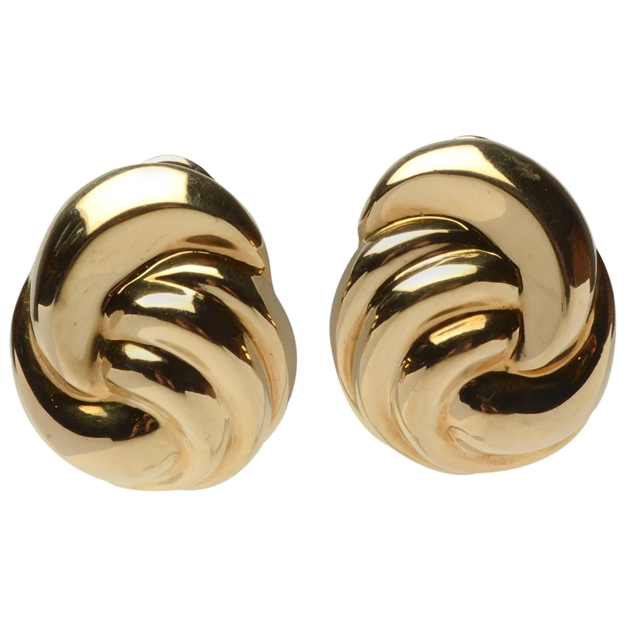 Cellini Gold Swirl Earrings For Sale