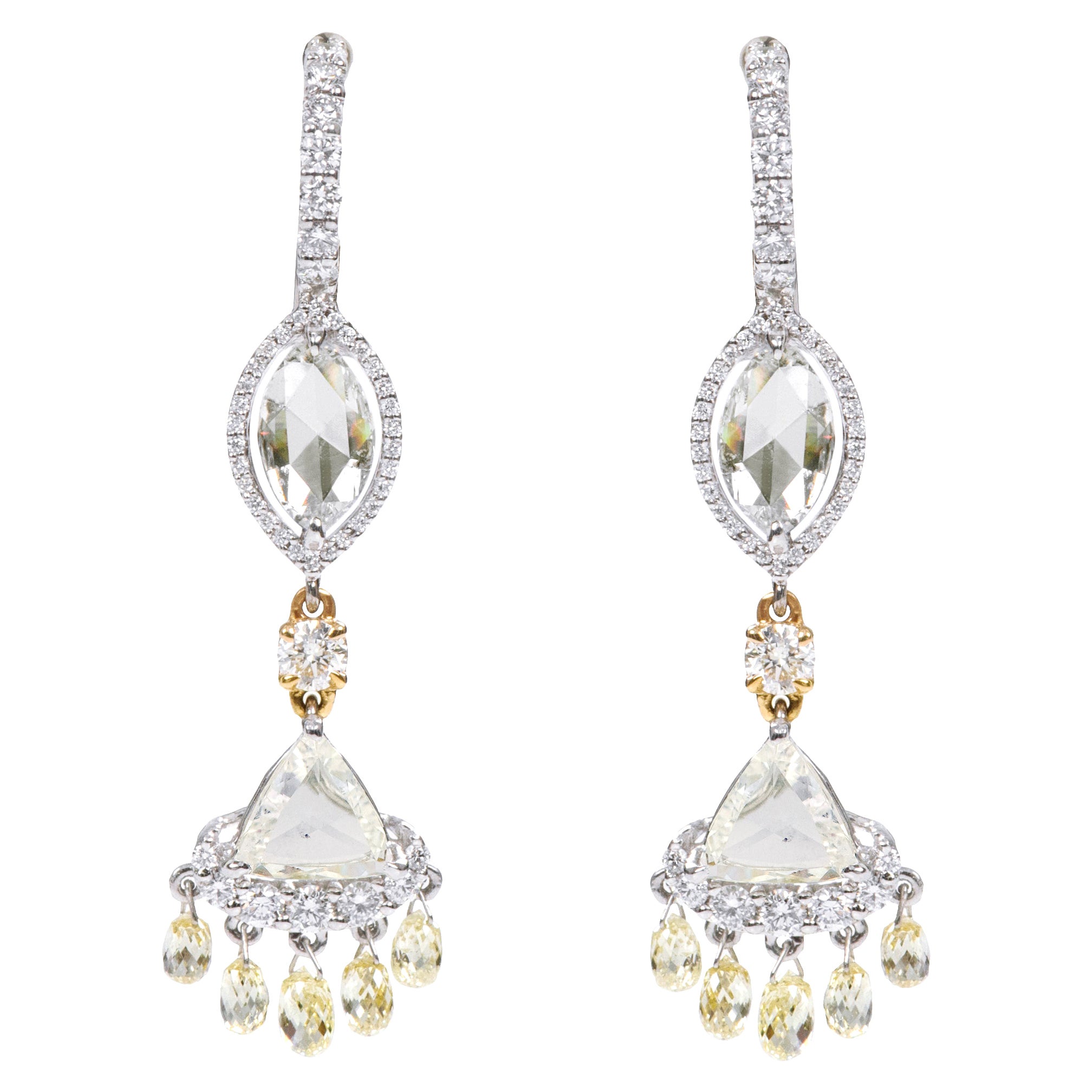 Platinum 6.96 Carat Diamond Lever-Back Drop Earrings For Sale