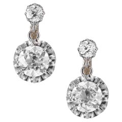 Ohrringe mit GIA-zertifizierten 2,63 Karat Diamanten in Gelbgold und Platin