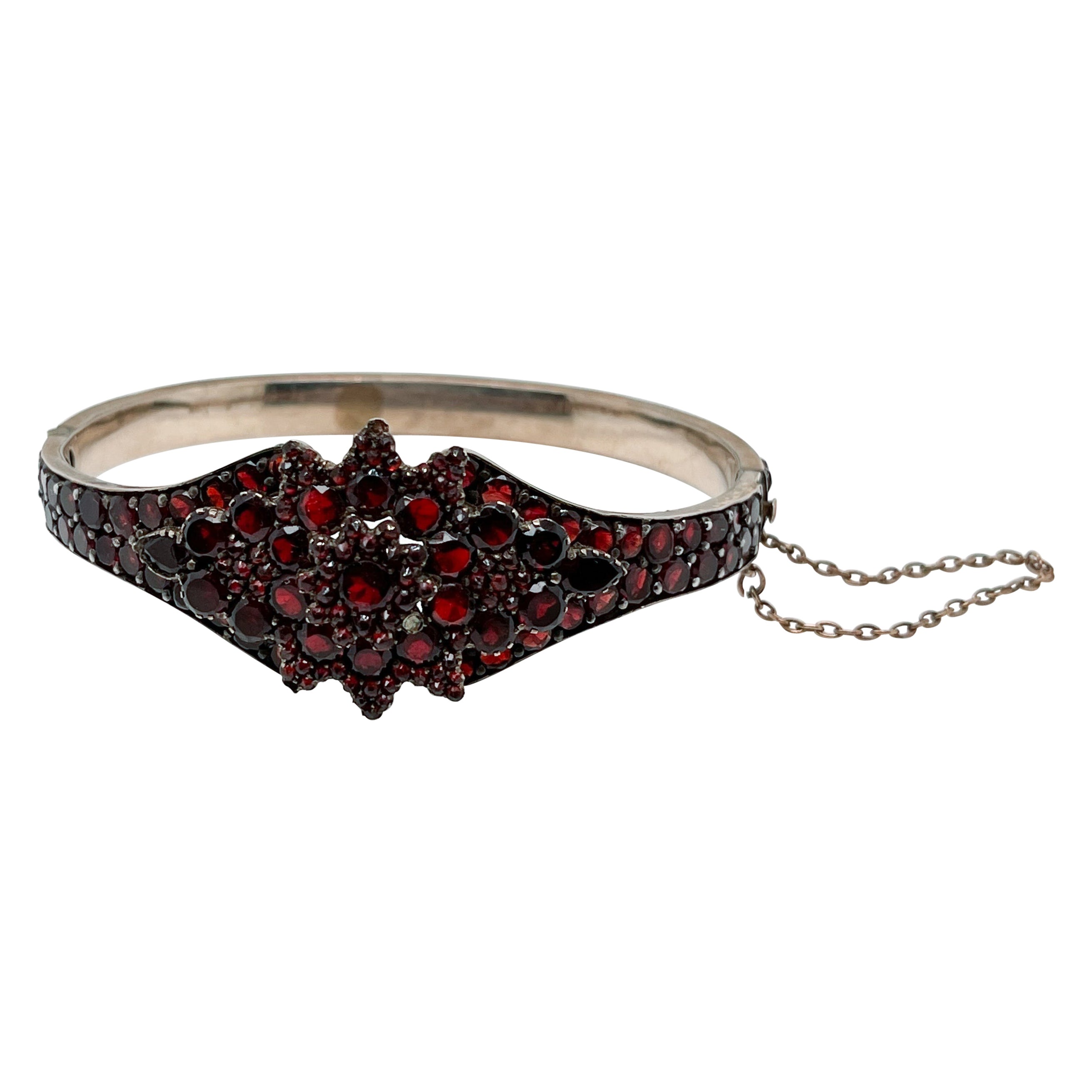 Antique Victorian Garnet Hinged Bangle Bracelet Rose Cut - Etsy