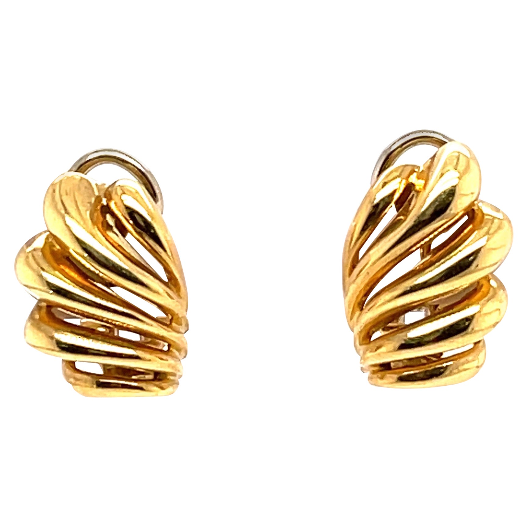 Yellow Gold Shell Earring For Sale