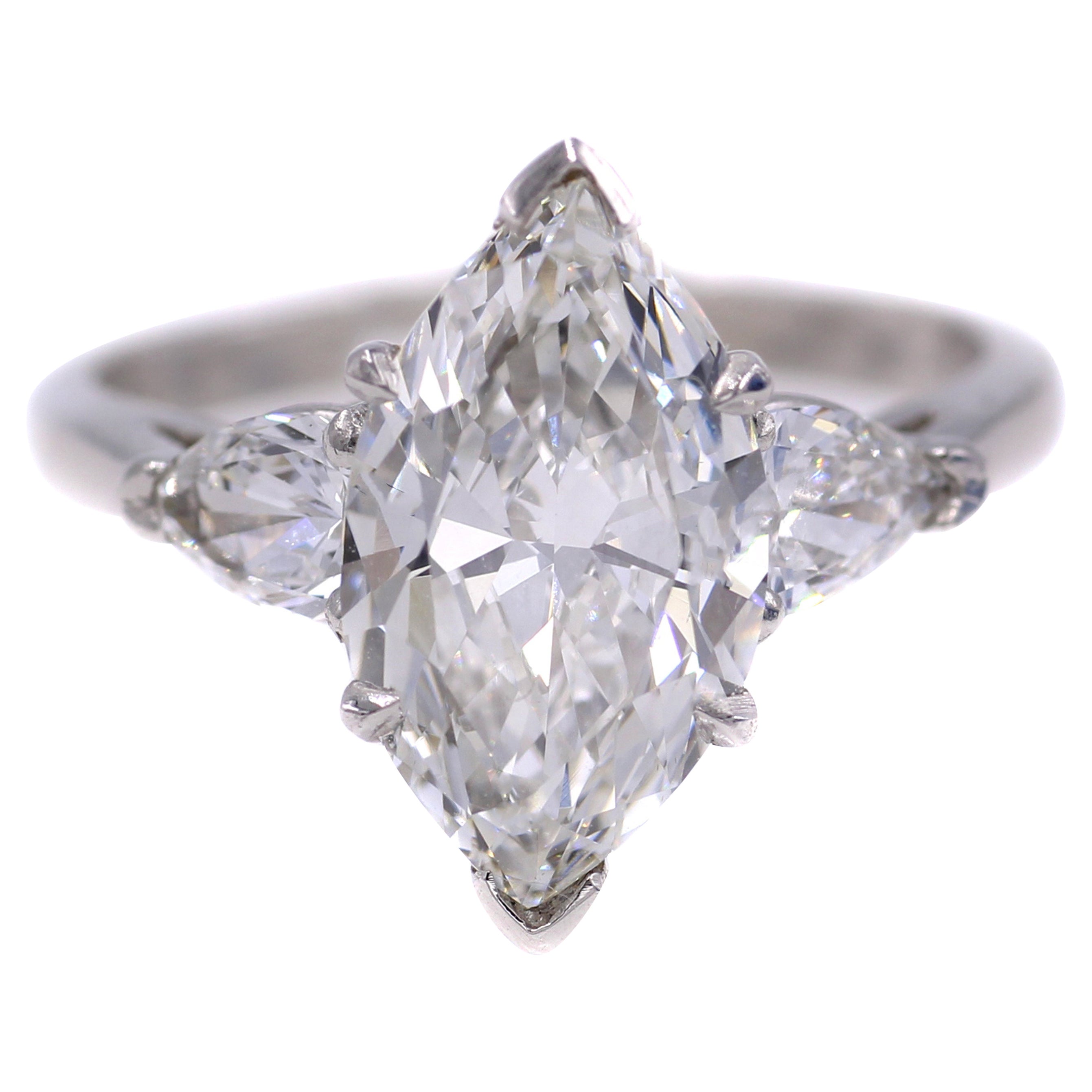 1.98 Carat IVS1 GIA Certified Marquis Diamond Platinum Engagement Ring
