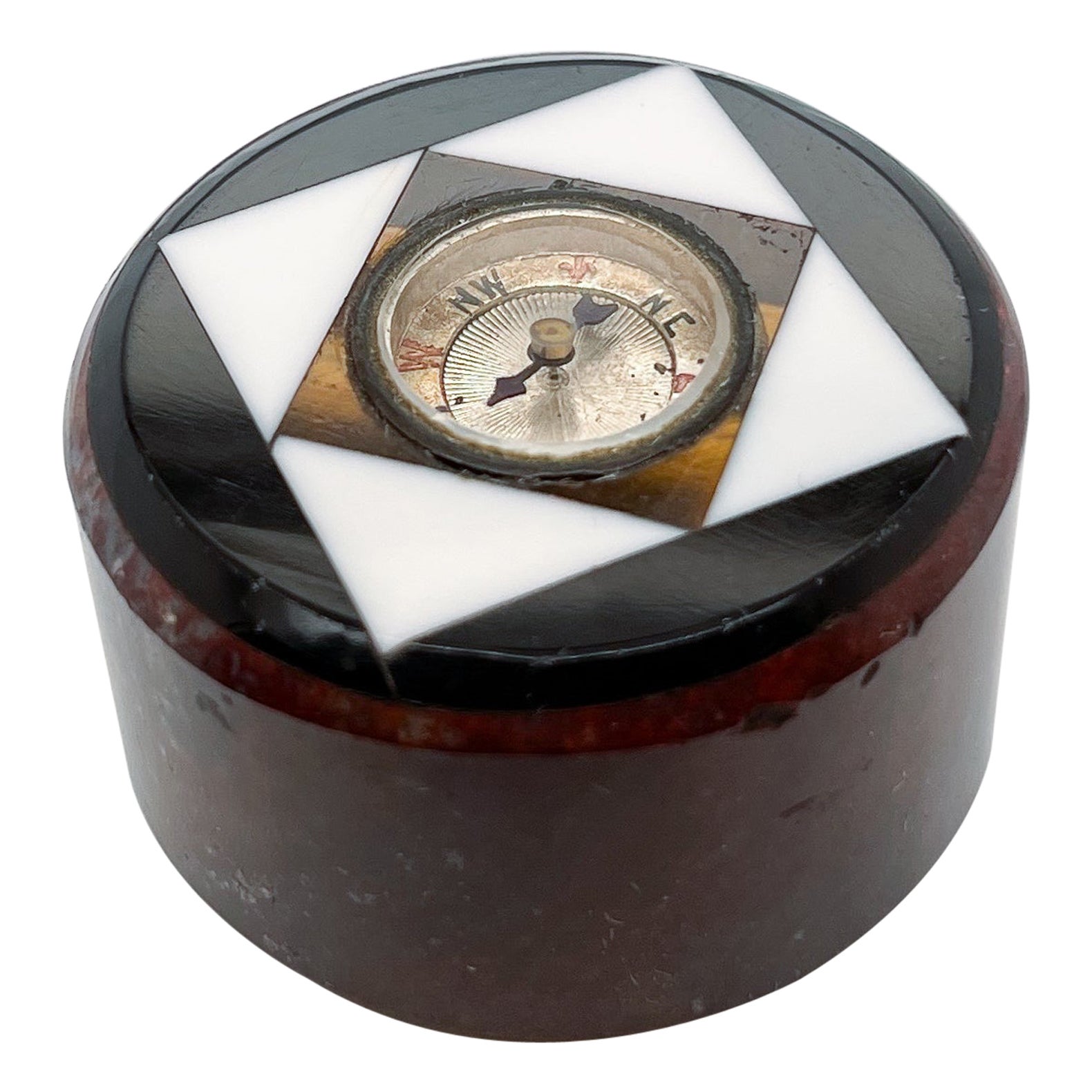 Antique Miniature Specimen Marble or Hard Stone Compass For Sale