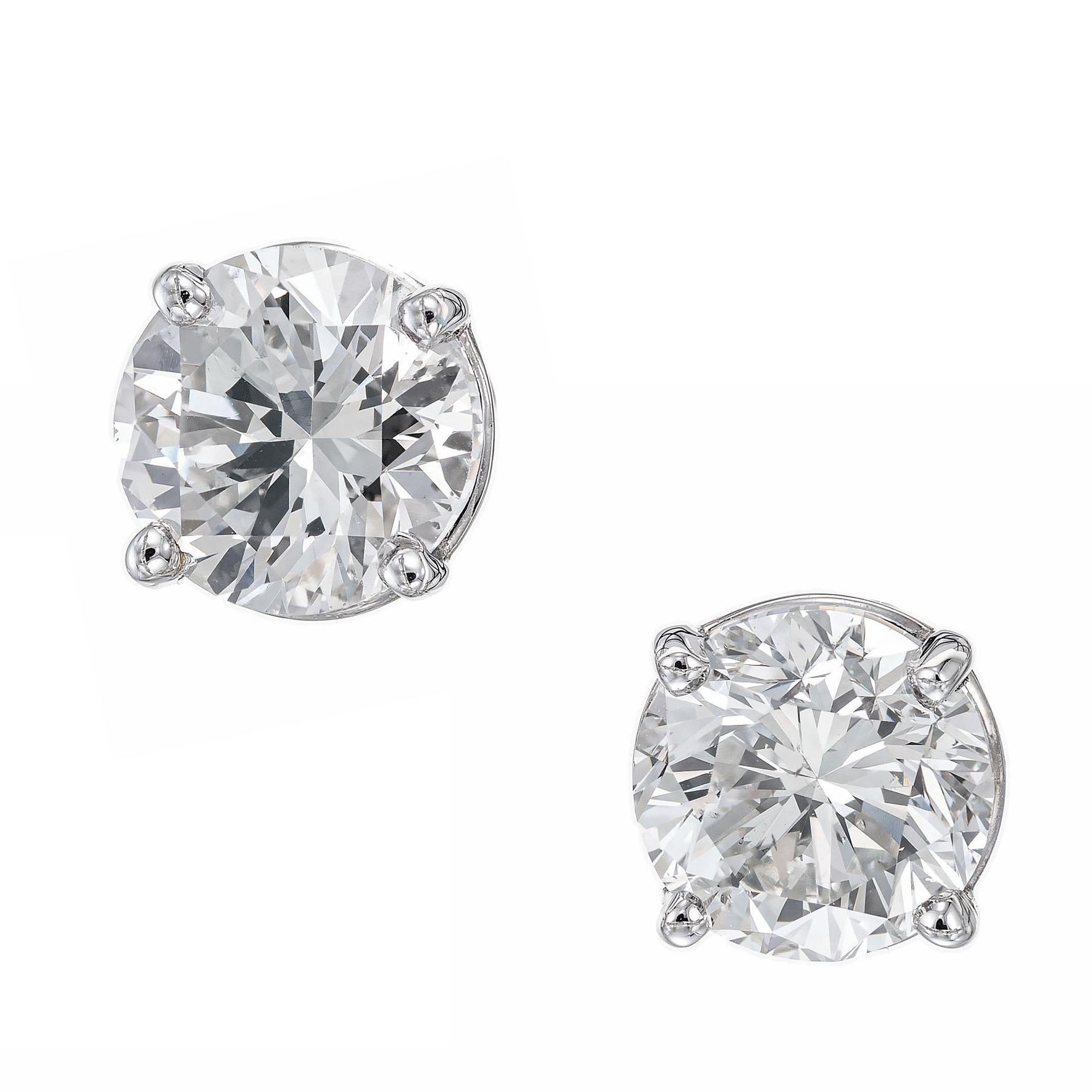 Peter Suchy GIA Certified 2.01 Carat Diamond Platinum Stud Earrings