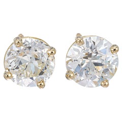 Peter Suchy GIA Certified 1.67 Carat Diamond Yellow Gold Stud Earrings 