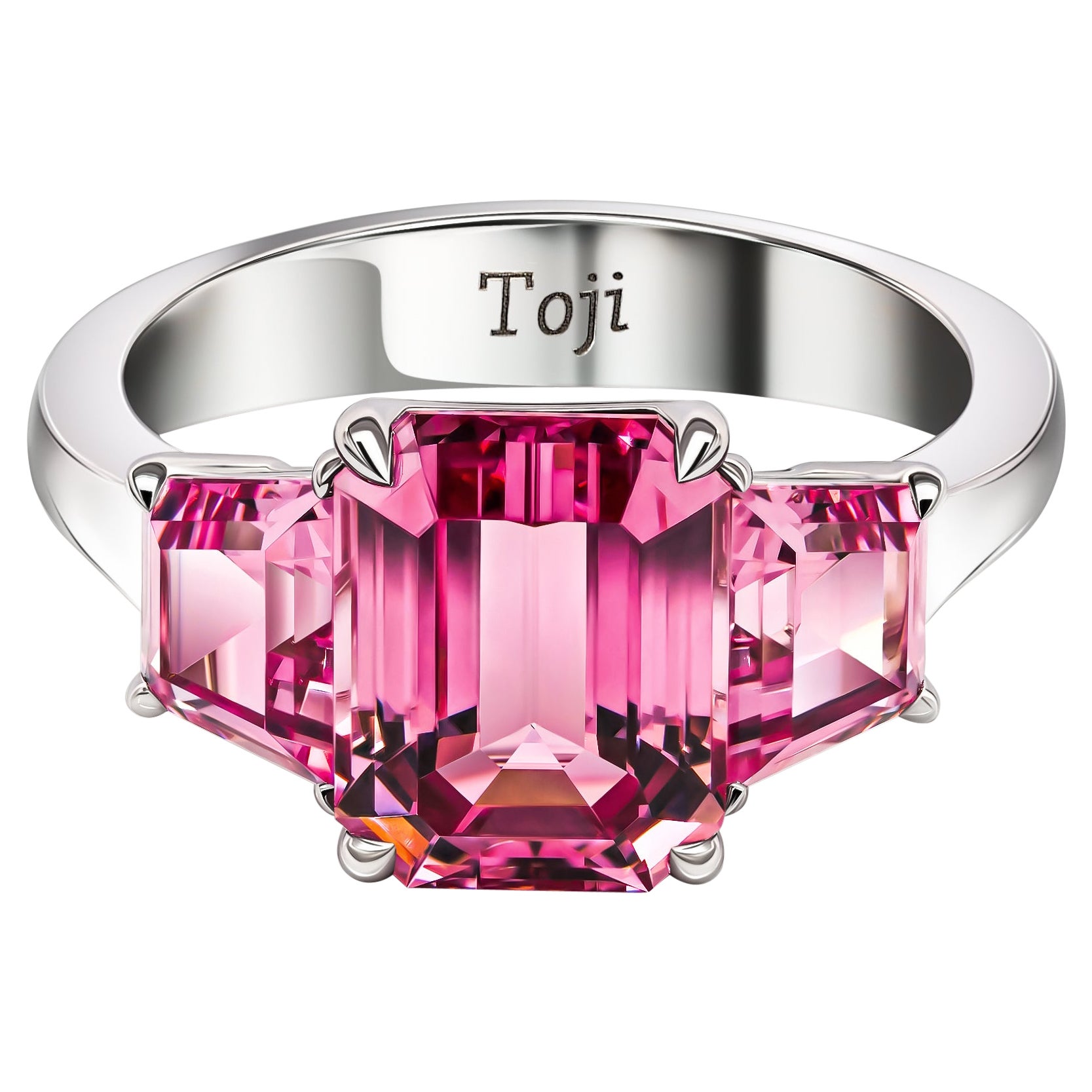 Pink Spinels Ring, 18k White Gold & Pink Spinels Ring
