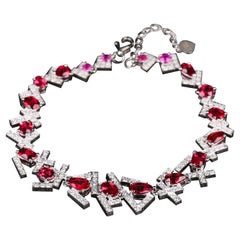 Eostre Intense Red Spinel and Diamond White Gold Bracelet 