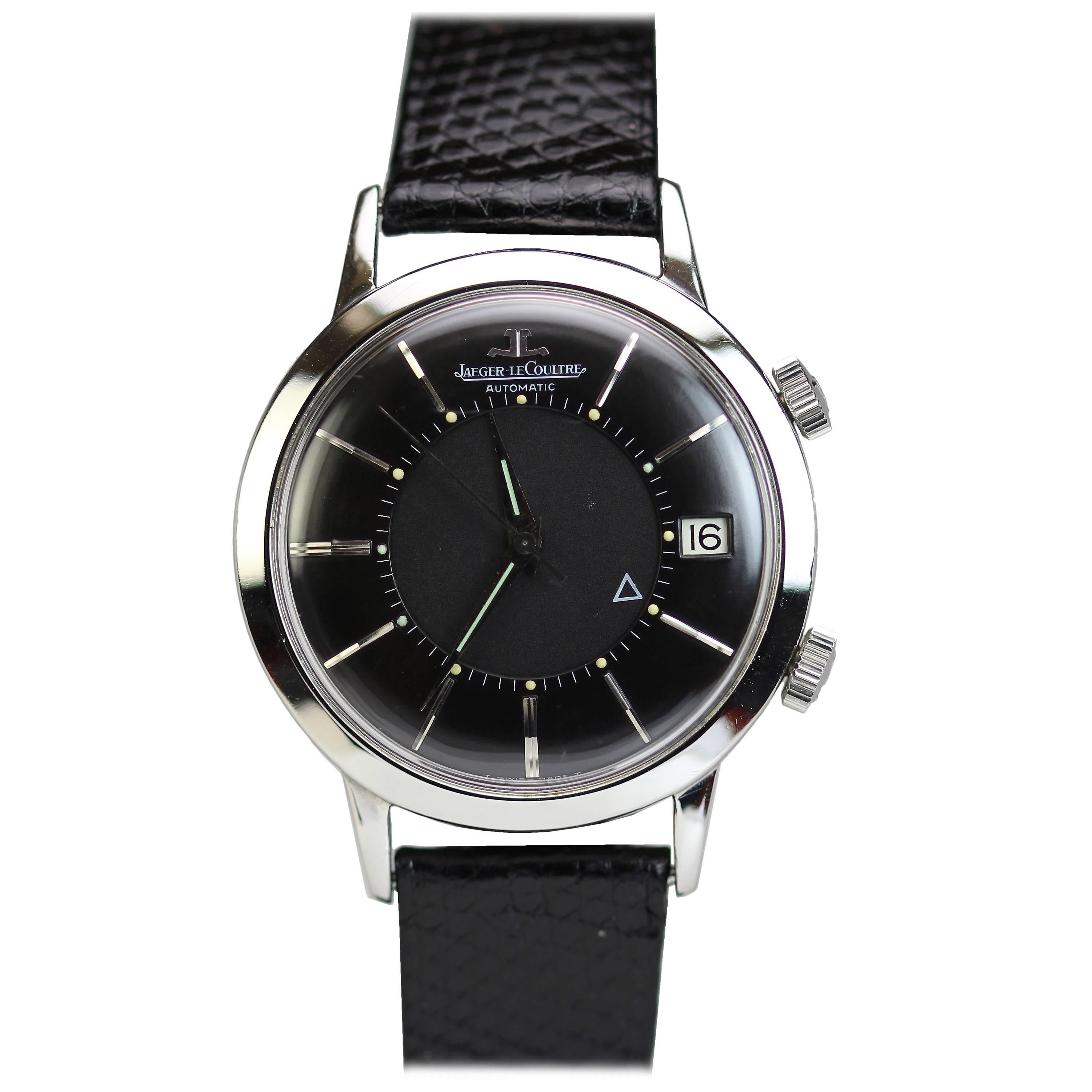 Jaeger LeCoutlre Stainless Steel Memovox Alarm Wristwatch