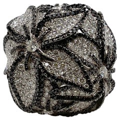 Black & White Diamond Flower Cocktail Ring