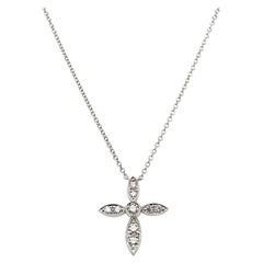 Antique Tiffany & Co. Platinum & Diamond 'Illusion' Crucifix or Cross Pendant Necklace