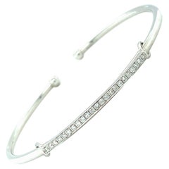 Diamond Pave 18k White Gold Cuff Bangle Bracelet