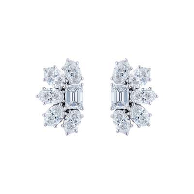 GIA Certified 8.02 Carat Emerald Cut Diamond Studs For Sale at 1stDibs