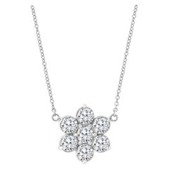 Pendentif à fleur en grappe de diamants ronds de 1,75 carat