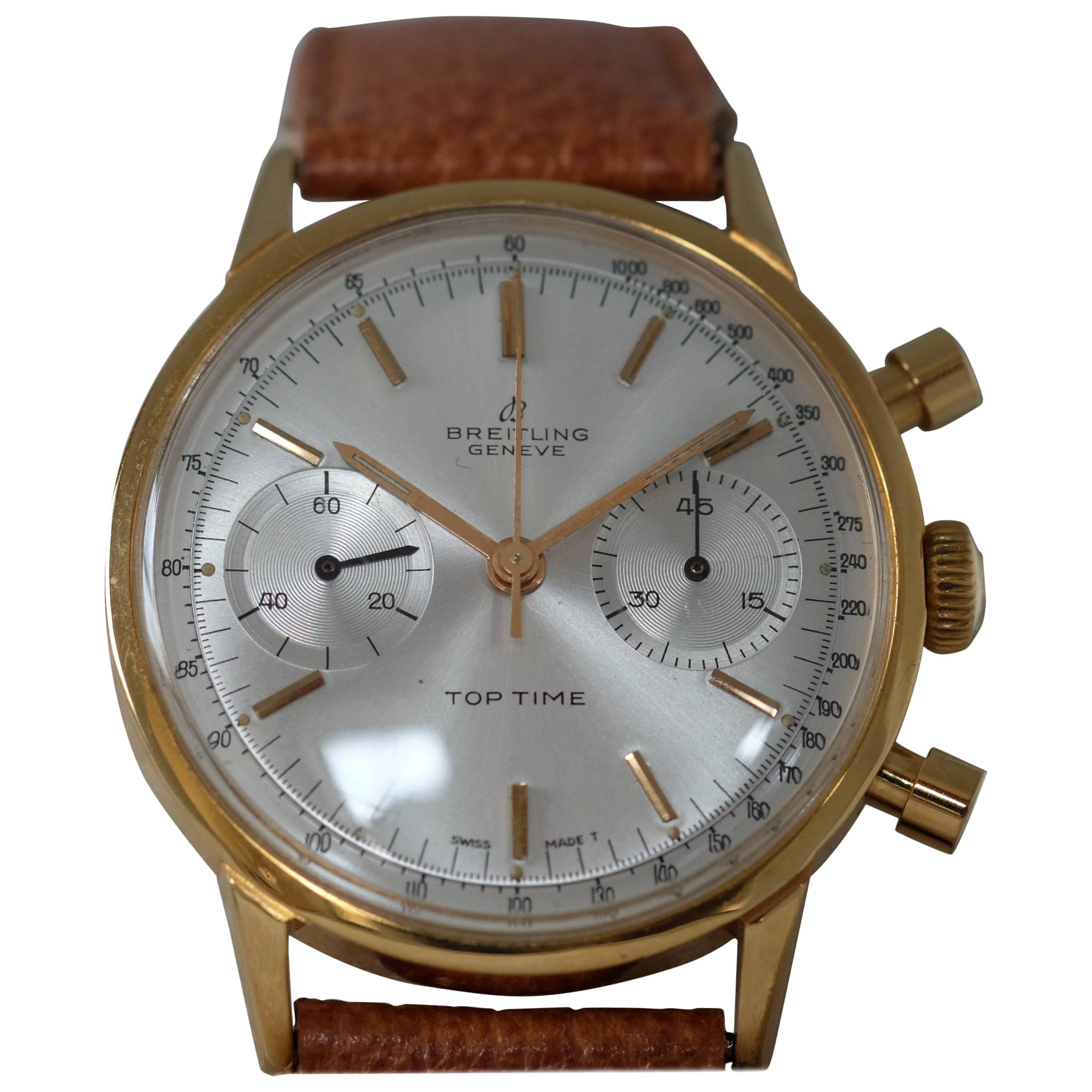 Breitling Yellow Gold Filled Top Time Chronograph Wristwatch