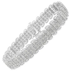 .925 Sterling-Silver 2.00 Carat Diamond 3 Row S Curve Line Tennis Bracelet