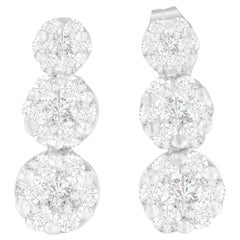 14K White Gold 1 1/2 Carat Round-Cut Diamond Earrings