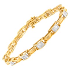 14K Yellow Gold 1.00 Carat Princess Cut Diamond Chain Link Bracelet