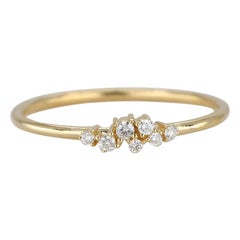 14K Gold Minimalist Diamond Ring, 14K Gold and Diamond Statement Ring