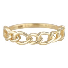 Used 14k Gold Oval Chain Ring, Gold Link Ring, Designer Chain Ring