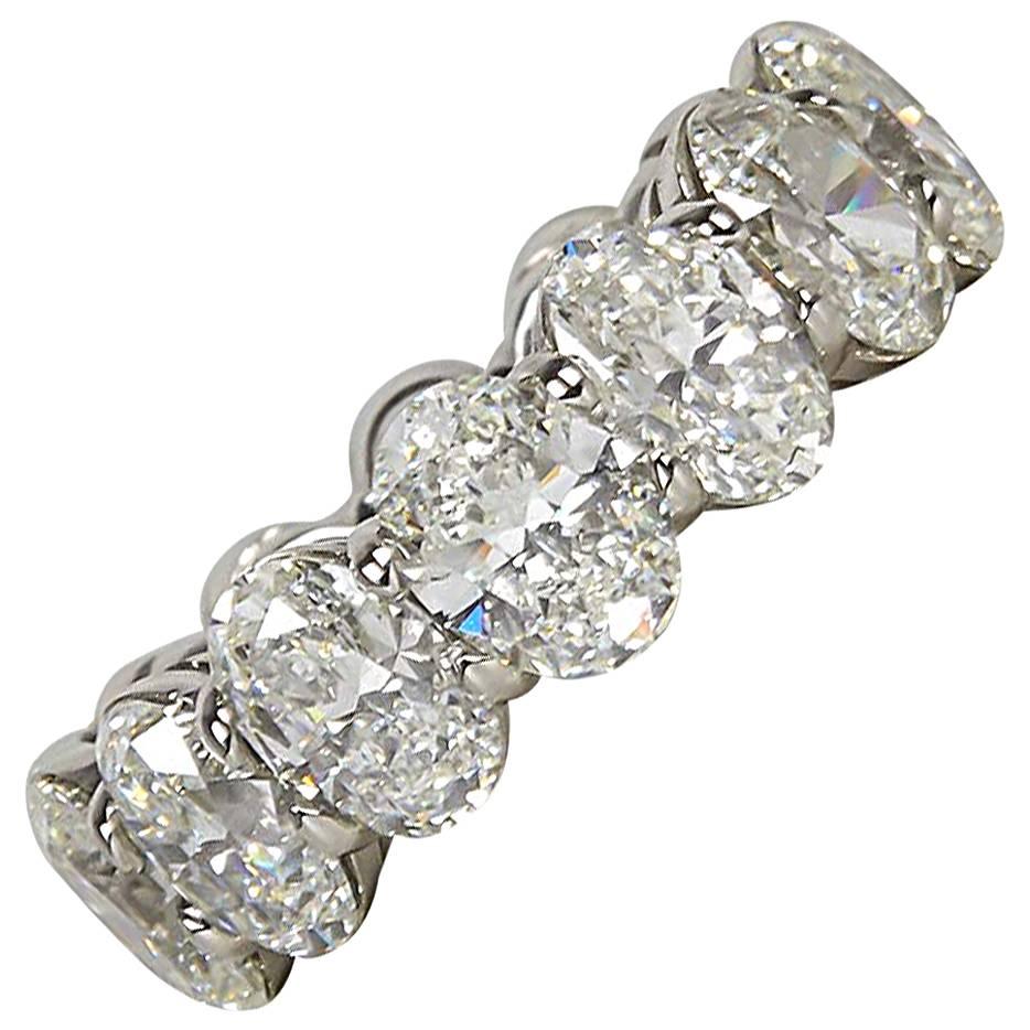 11 Carat Oval Diamond Platinum Eternity Band Ring For Sale