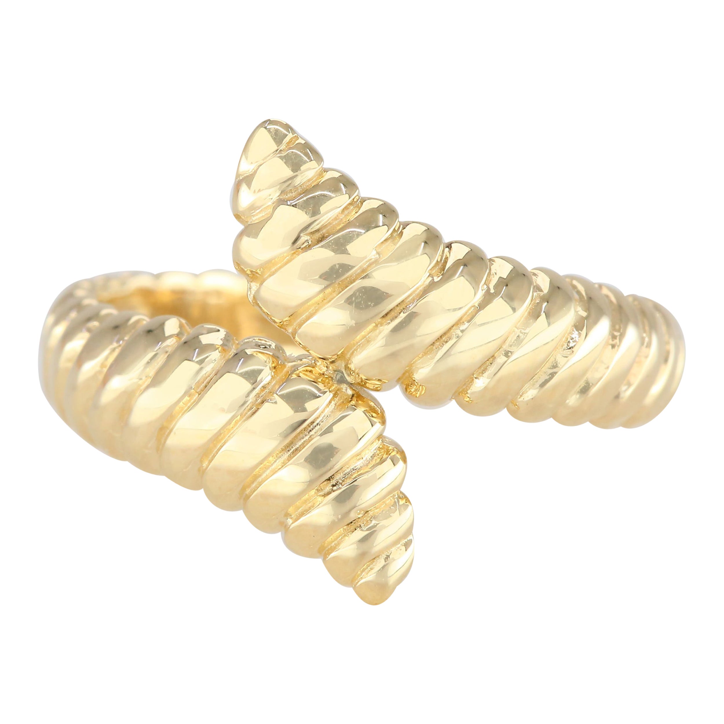 For Sale:  14K Gold Wavy Dome Ring, 14K Gold Croissant Ring, Wavy Croissant Ring