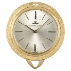 Jaeger LeCoultre Pendant Pocket Watch Vintage 18k Yellow Gold Silver Dial