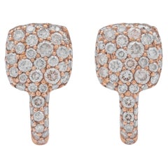Square Rose Gold and Brown Diamonds '1.22ct' Leverback Earrings