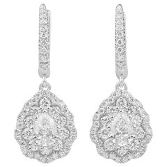 18k White Gold and Pear Cut Diamonds '2.0ct' Dangle Earrings