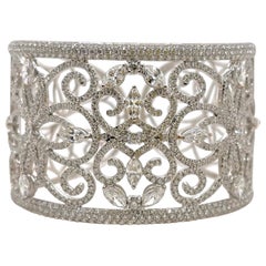 18kt White Gold Marquise & Diamond Filagree Cuff Bracelet