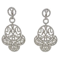 18kt White Gold Diamond Drop Statement Earrings