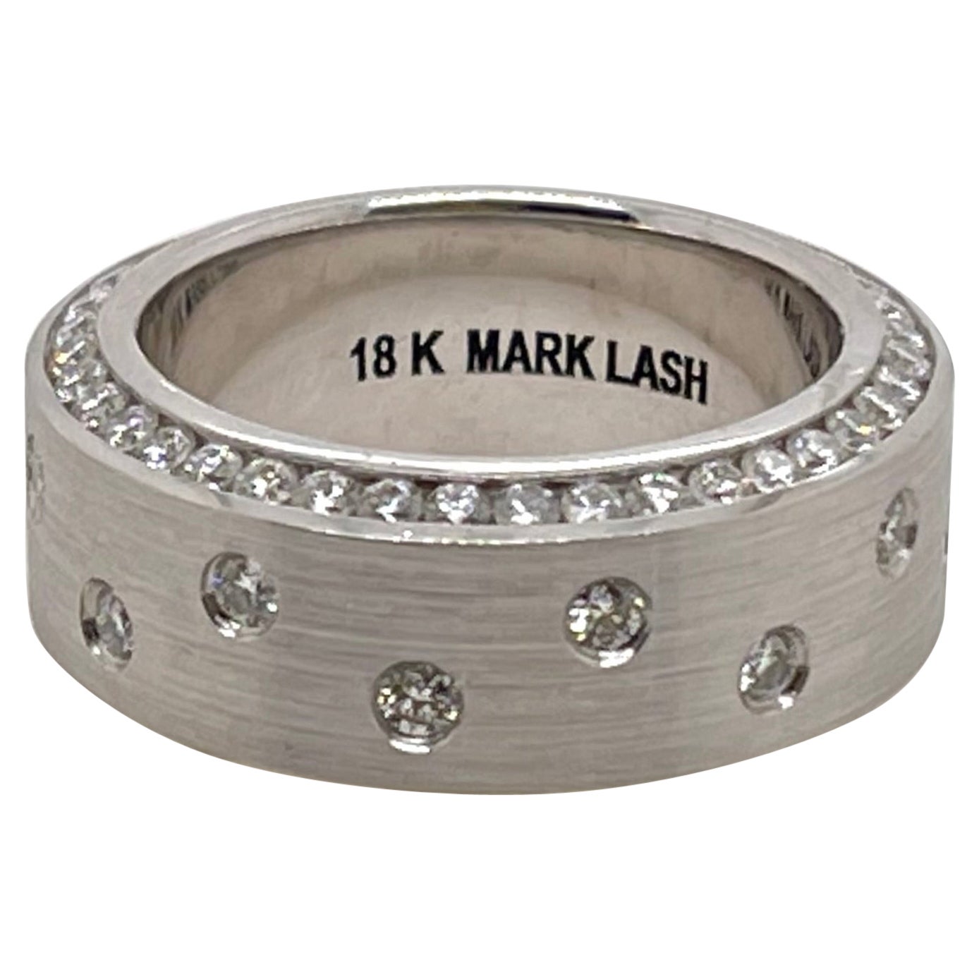 18kt White Gold Men's Round Diamond Band Ring For Sale