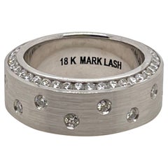 Bague jonc en or blanc 18 carats avec diamants ronds pour hommes