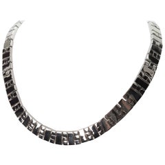 Geometric Link Sterling Silver Collar Statement Necklace