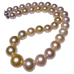 Champagne/Creamy Bi-Colour South Sea Pearl Necklace with 18k Gold Clasp