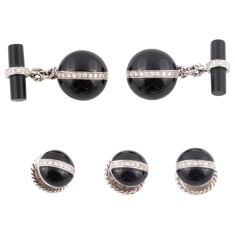Art Deco Onyx and Diamond Dress Set For Sale at 1stDibs